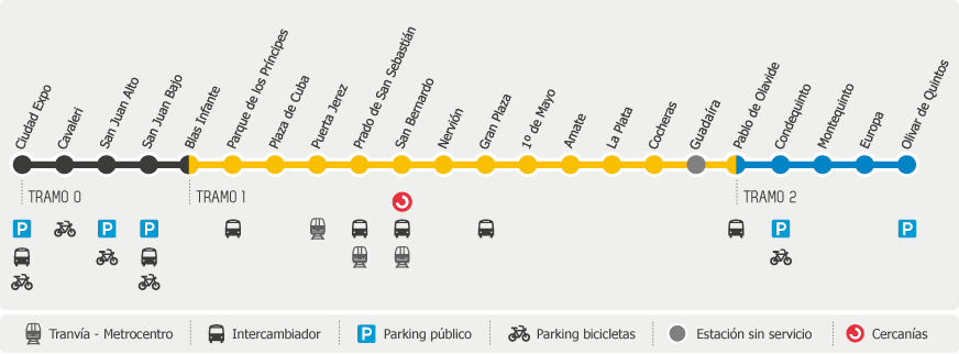 Plano informativo del Metro de Sevilla