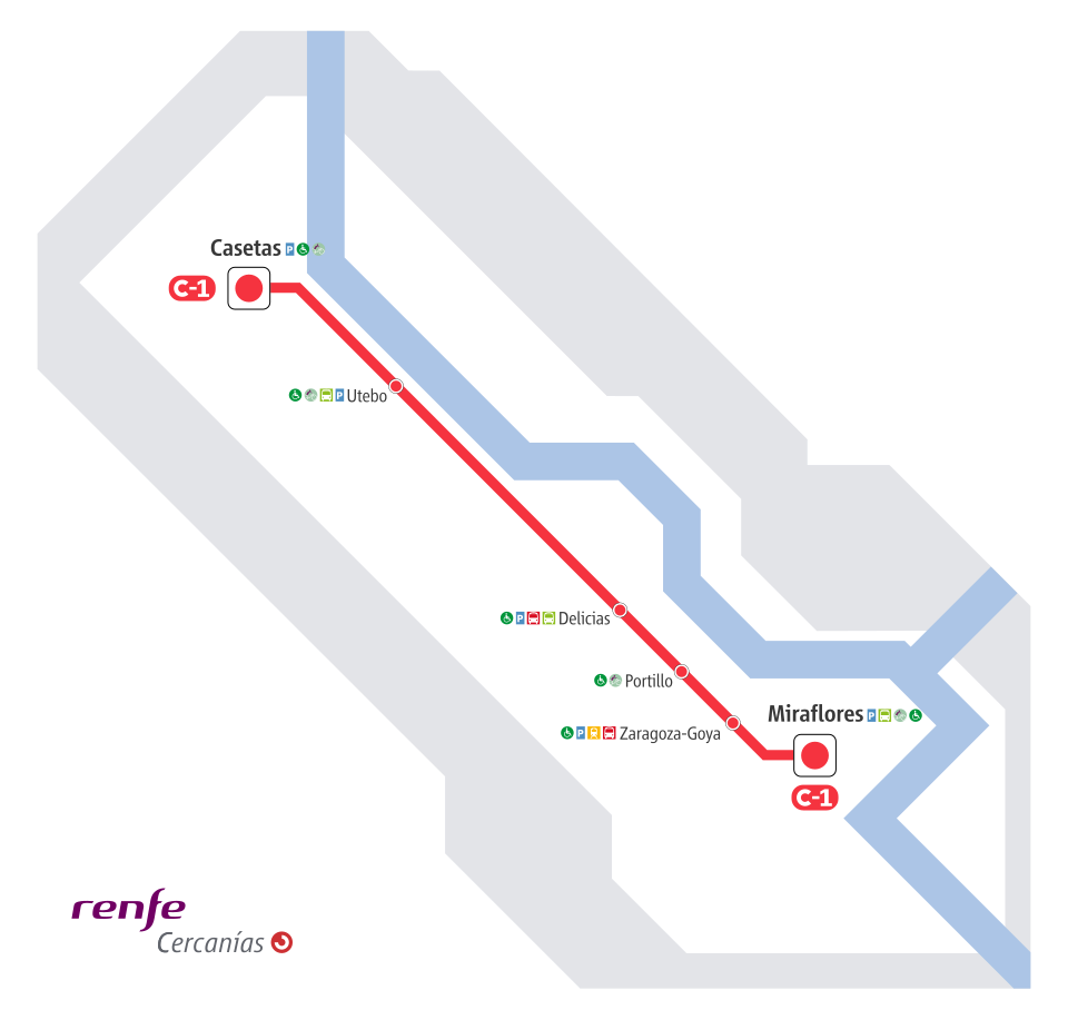 Plano informativo de Cercanías Zaragoza