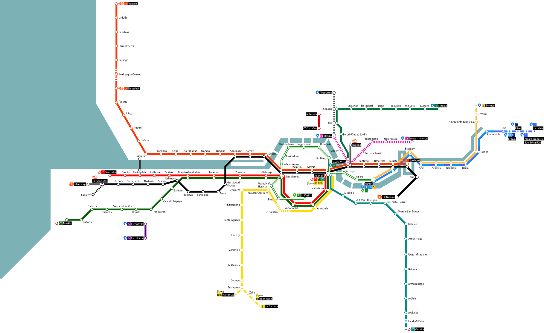 Plano informativo de Cercanías Bilbao